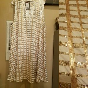 Gold sequin ivory dress plus 3x